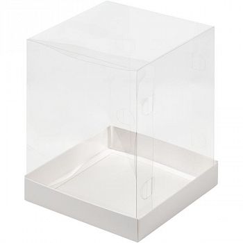 Коробка под торт и кулич с прозрачным куполом 150*150*200 (белая)