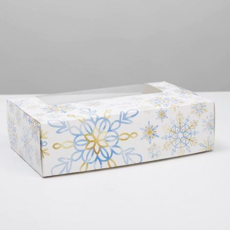 Коробка для эклеров с вкладышами - 5 шт «Снежинки», 25,2 х 15 х 7 см
