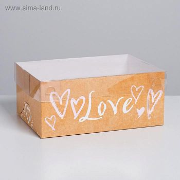Коробка на 6 капкейков Love 16 х 23 х 10 см.