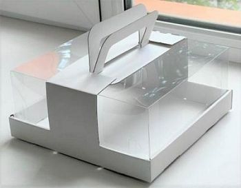 Коробка для торта с ручками и прозрачным куполом, 240*240*110 мм