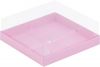 Коробка под муссовые пирожные с пластиковой крышкой 190*190*80 мм (4) (розовая матовая)