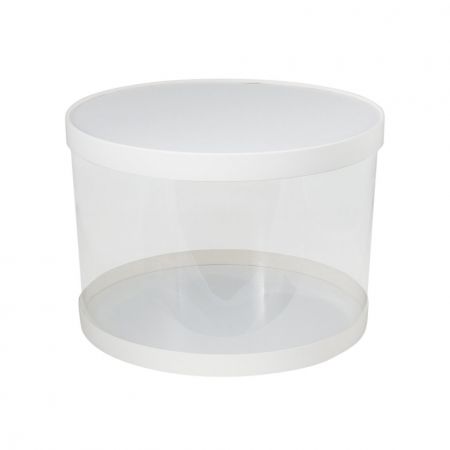 Коробка для тортов и пирожных ТУБУС (Цилиндр) с прозрачной крышкой d-24 cм h-10 см (белая)