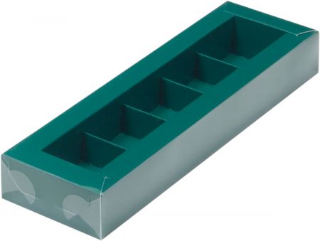 Коробка для конфет с пластиковой крышкой 235*70*30 мм (5) (зеленая матовая)