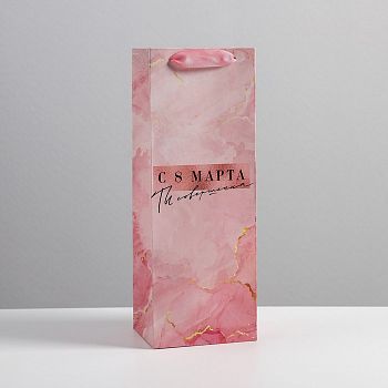 Пакет под бутылку «Мрамор», 13 × 36 × 10 см