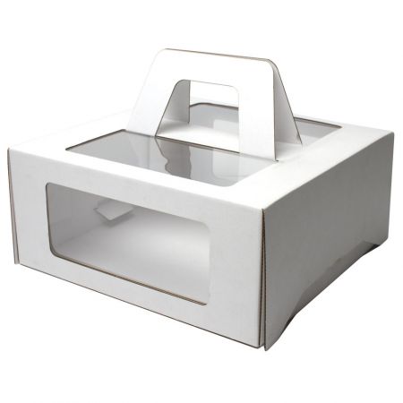 Коробка для торта 4 окна с ручками мгк 31х31х13 см